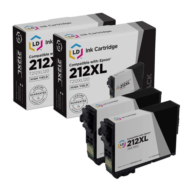 LD Products Remanufactured Replacements for Epson 212xl Ink Cartridge T212XL 212 XL T212XL120 High Yield for use in Workforce XP-4100 XP-4105 WF-2830 WF-2850 (212xl Black, 2-Pack) - Image 1